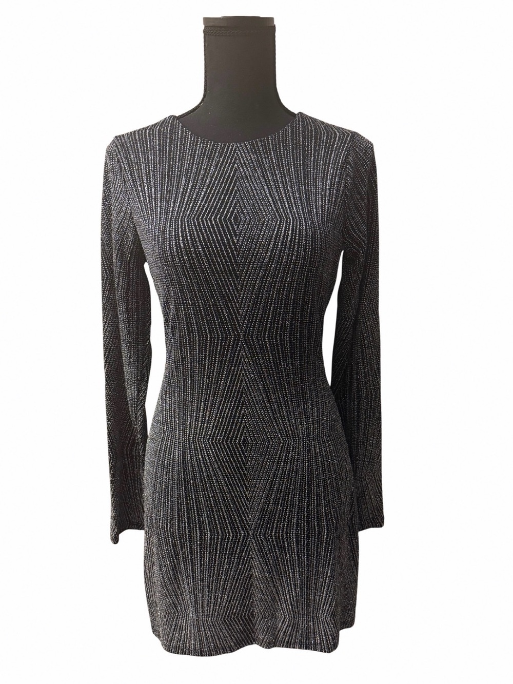 Trixxi Black & Silver Metallic Long Sleeve Bodycon Dress